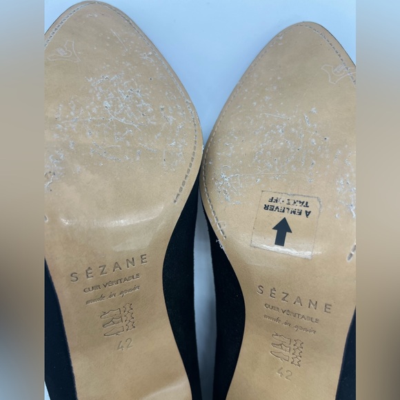 SÉZANE Escarpins Low Josephine Black Suede Eyelet Cutout Kitten Heels sz 42 - Picture 15 of 15